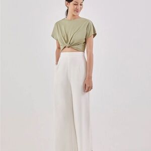 Elka Regular White Palazzo Pants